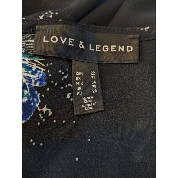 Womens Plus Size 22 Sheer Blouse Top Black Blue Bell Sleeve Lace Cross Front - Picture 6 of 6